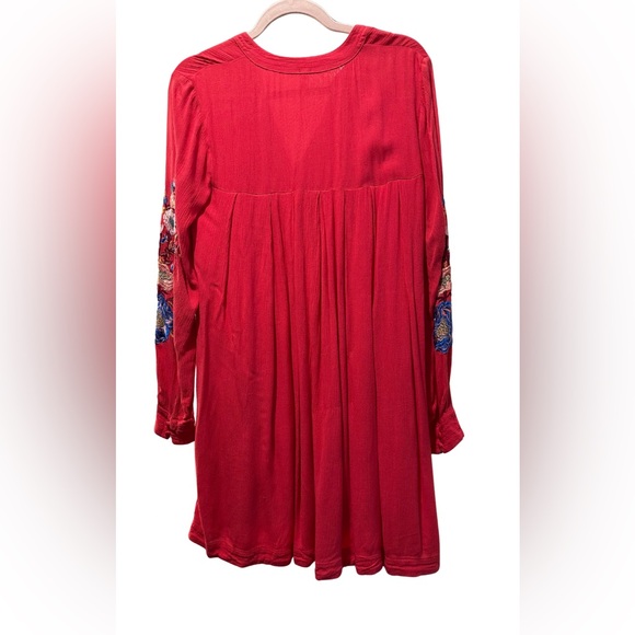 Free People Mia Embroidered Mini Dress, Red, Size XS - Picture 3 of 6